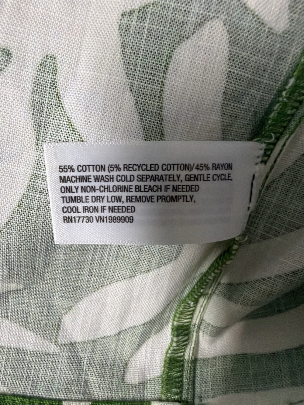 A new day NWT XX L Green and White Leaf Print Slip Dress - Picture 3 of 12